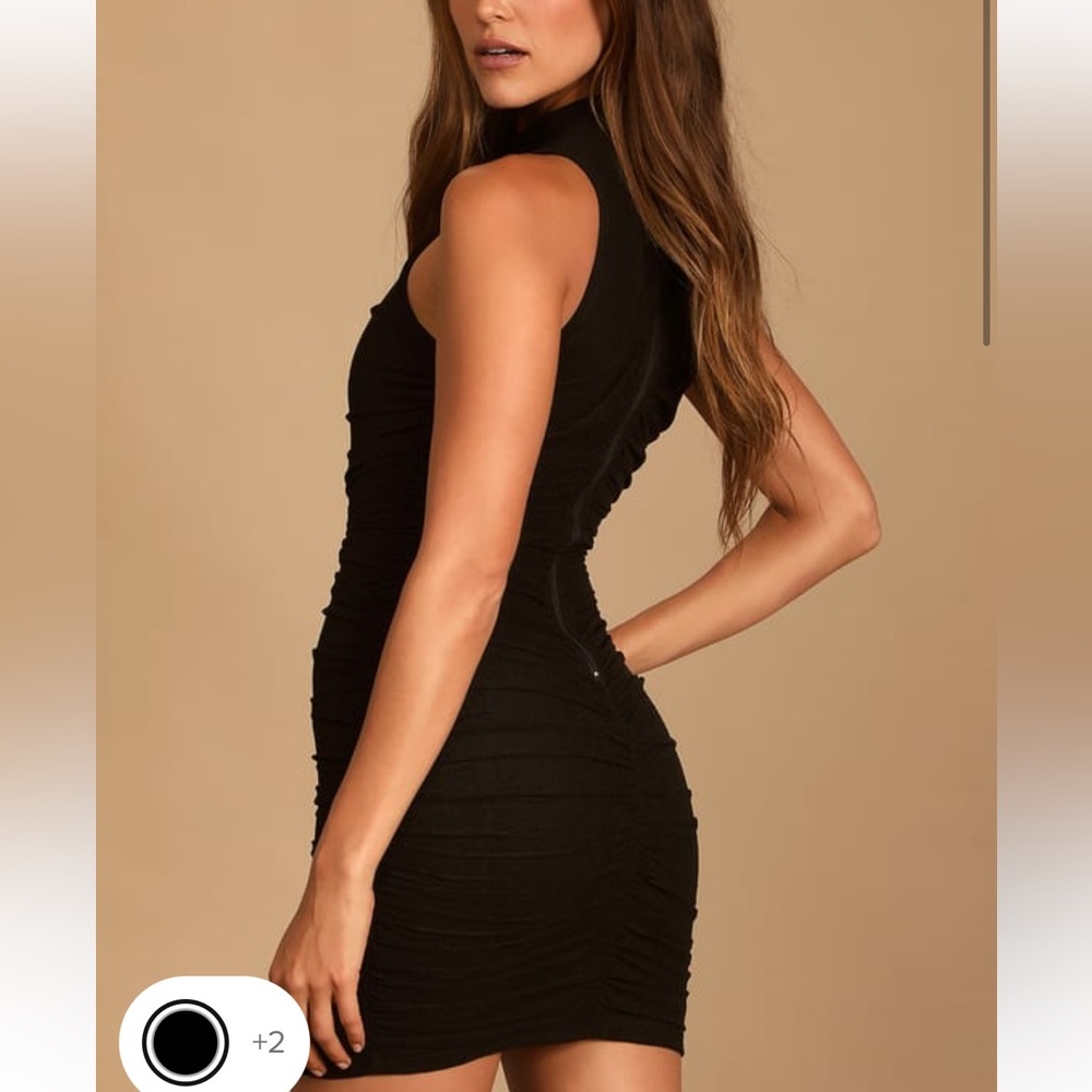 Black Ruched Mini Dress - Picture 3 of 3